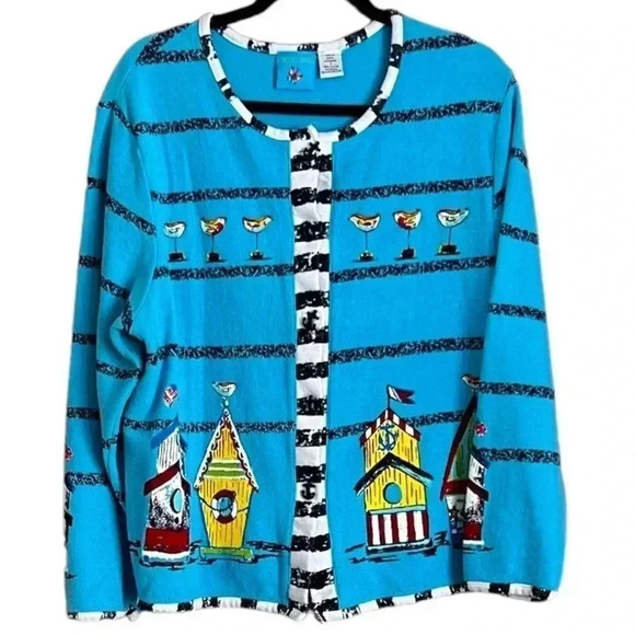 Spartelle sweater‎ cardigan Anchor Nautical Sz Small - Picture 1 of 9